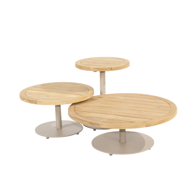 Seasons Outdoor Volta Koffietafel Met Latte Rvs Voet En Teak Blad