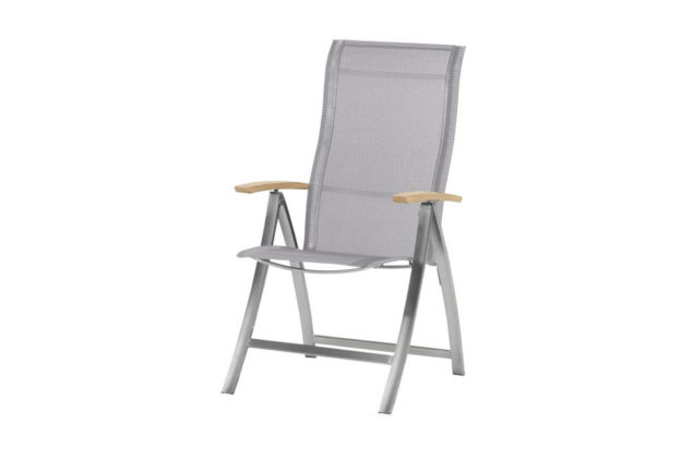 4 Seasons Outdoor Slimm adjustable chair ash grey teak armleuningen
