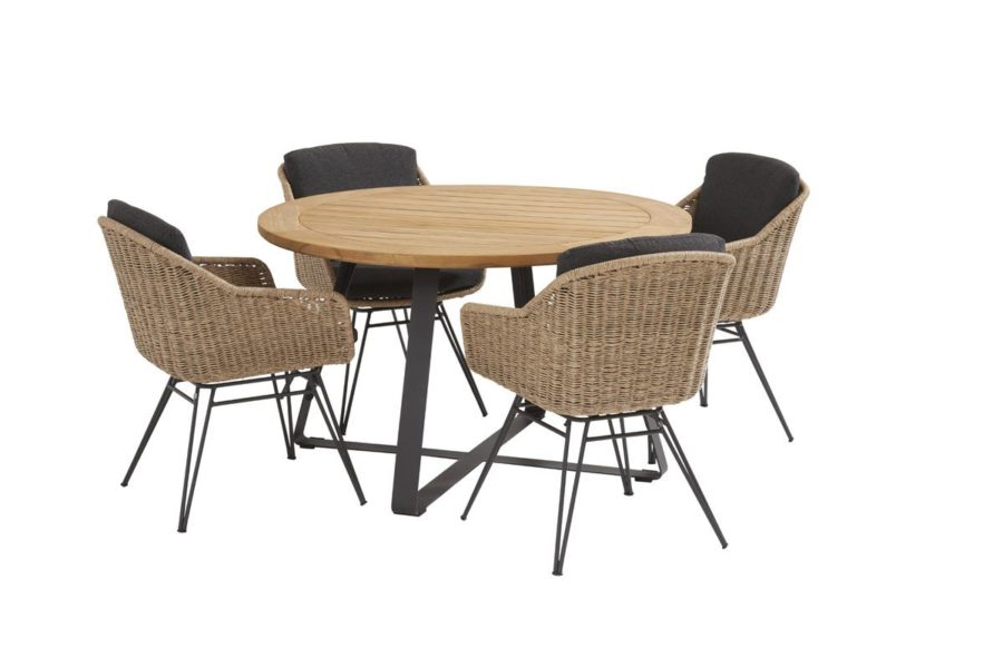 Taste by 4 Seasons Bohemian dining set natural with round Basso table Ø 130 cm