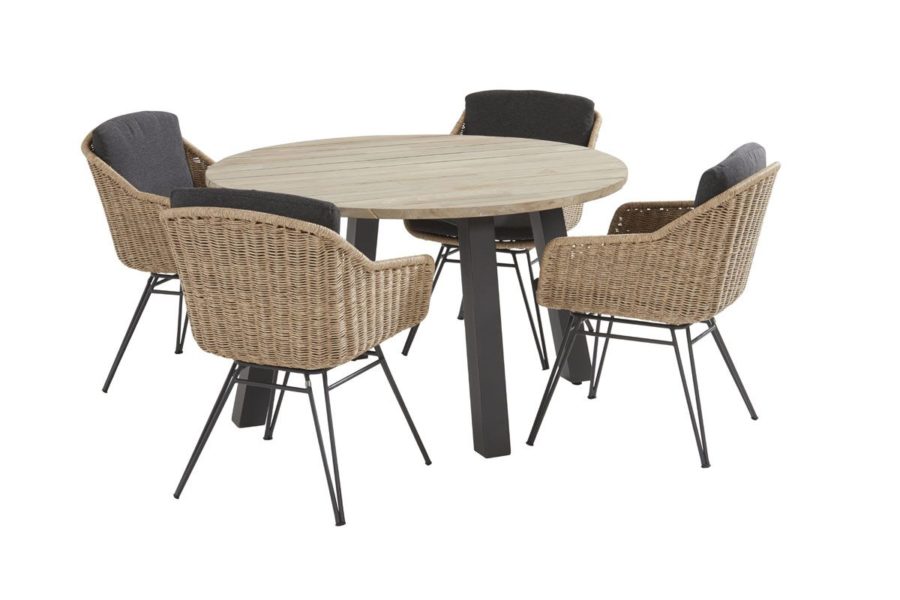 Taste by 4 Seasons Bohemian dining set natural with round Derby table Ø 130 cm