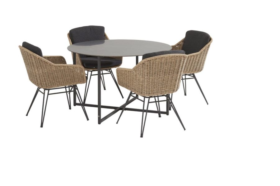 Taste by 4 Seasons Bohemian dining set natural with round Quatro table 120 cm