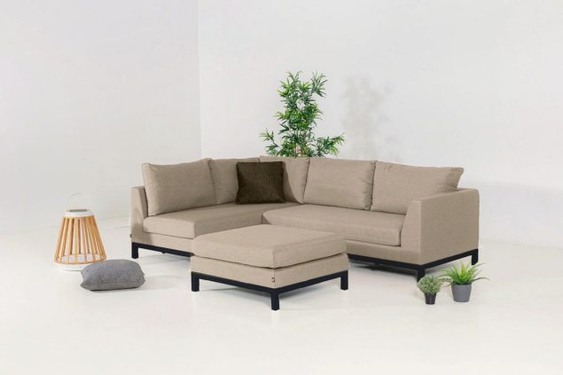 Flow. Square chaise sofa taupe chiné rechts