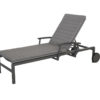 Regina sunbed with reclining arms and wheels Matt Carbon