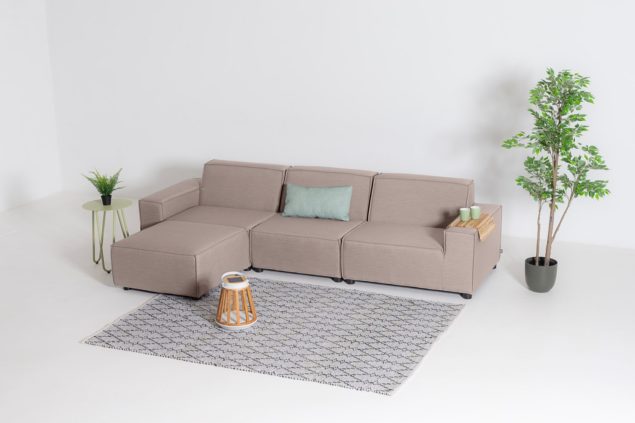 Flow. Cube chaise loungebank Taupe Chiné