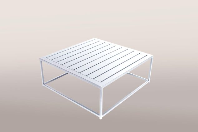 Flow Square aluminium loungetafel 90 x 90 cm wit