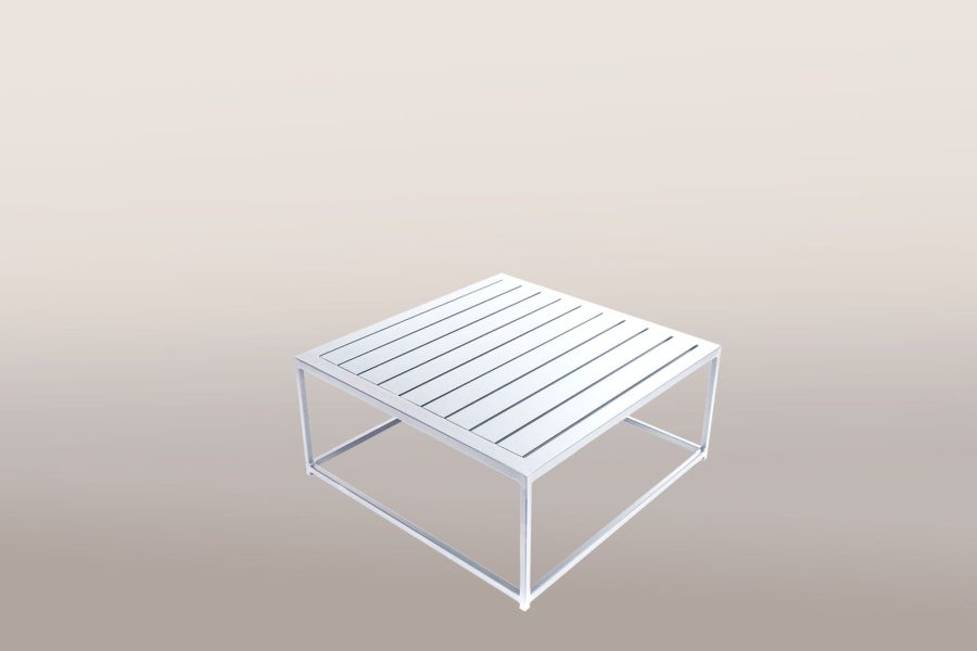 Flow Square aluminium loungetafel 70 x 70 cm wit