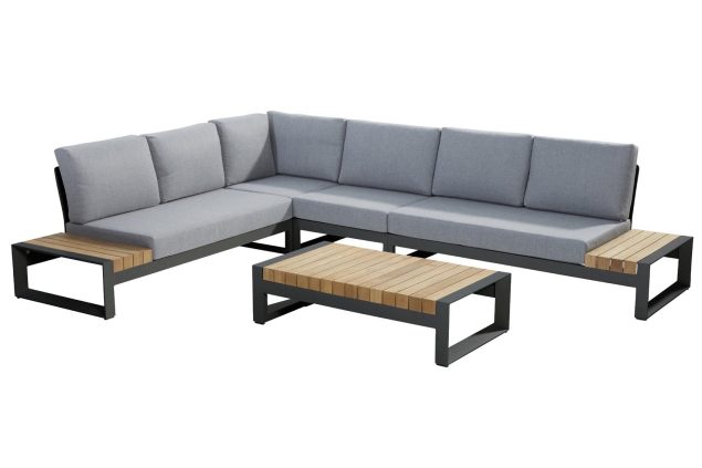 Taste by 4 Seasons Matisse platform lounge hoekbank XL antraciet met tafel