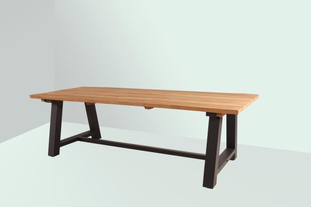 Woodcraft Blora aluminium tafel met teakhouten blad 250 x 100 cm