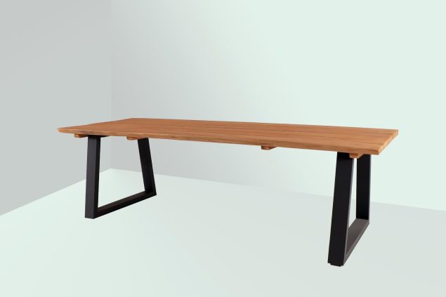 Woodcraft Titan aluminium tafel met teakhouten blad 250 x 100 cm