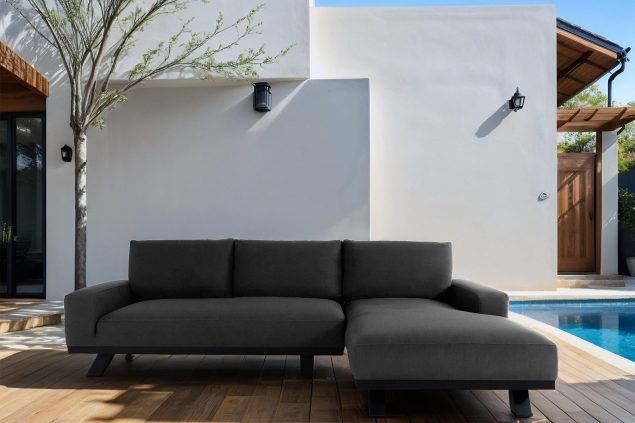 Flow. Easey chaise loungebank sooty rechts