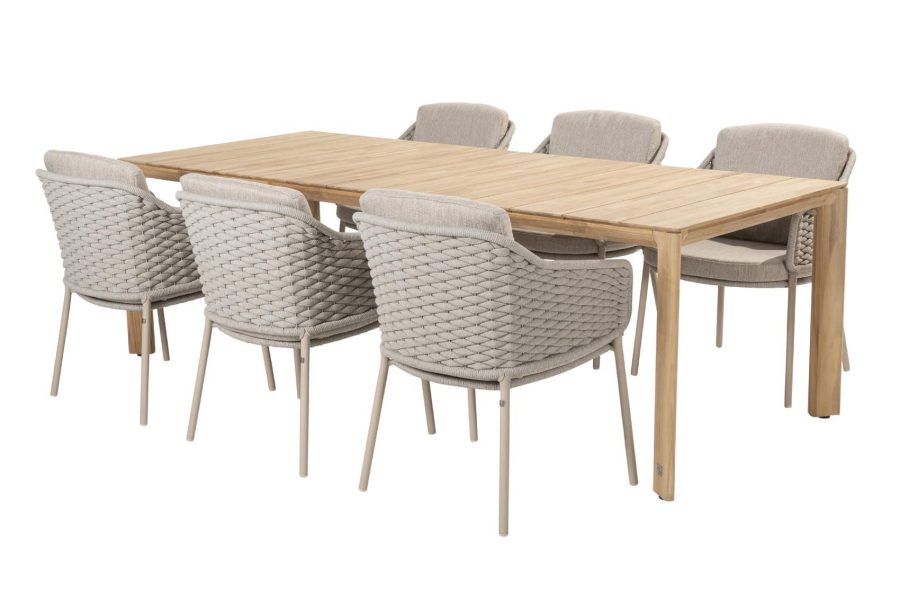 4 Seasons Outdoor Eros tuinset met Lucas teak tafel 240 x 100 cm