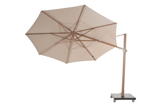 4 Seasons Outdoor Siesta PREMIUM parasol Ø 350 cm zand, wood look frame