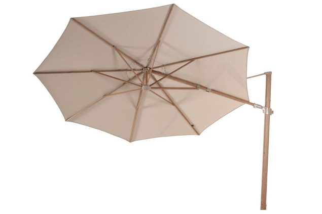 4 Seasons Outdoor Siesta PREMIUM parasol Ø 350 cm zand, wood look frame