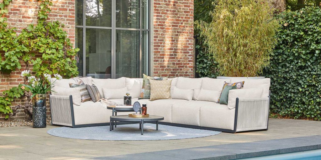 Suns Sorrento loungeset camel sand met natural kussens