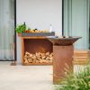 OFYR Butcher Block Storage 90 Corten Teak Wood Dark Grey Ceramic sfeer