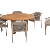 4 Seasons Outdoor Allora dining set latte met Corsica tafel Ø 160 cm