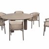 4 Seasons Outdoor Allora dining set terre met Arizona tafel met rond keramisch blad zandkleur Ø 160 cm