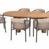 4 Seasons Outdoor Allora tuinset terre met Corsica tuintafel met kiezelvormig blad 240 x 130 cm