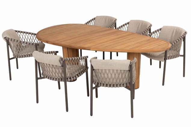 4 Seasons Outdoor Allora tuinset terre met Corsica tafel 240 cm