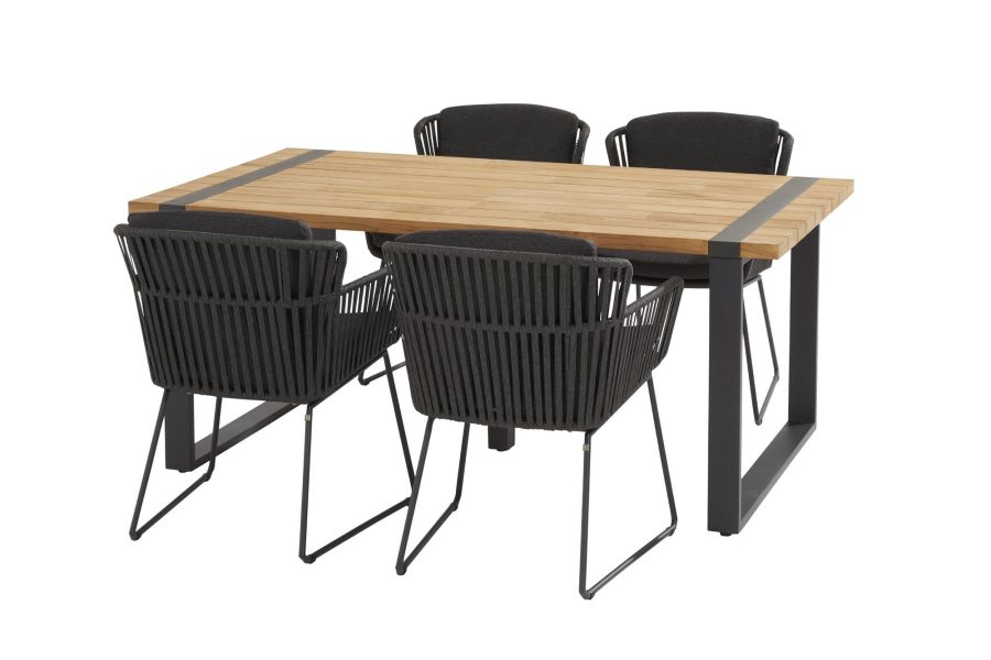 4 Seasons Outdoor Vitali dining set antraciet met Alto tafel 180 x 100 cm