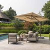 4 Seasons Outdoor Capresi loungeset terre met Sofie tafels en Siesta Premium parasol met Wengé frame