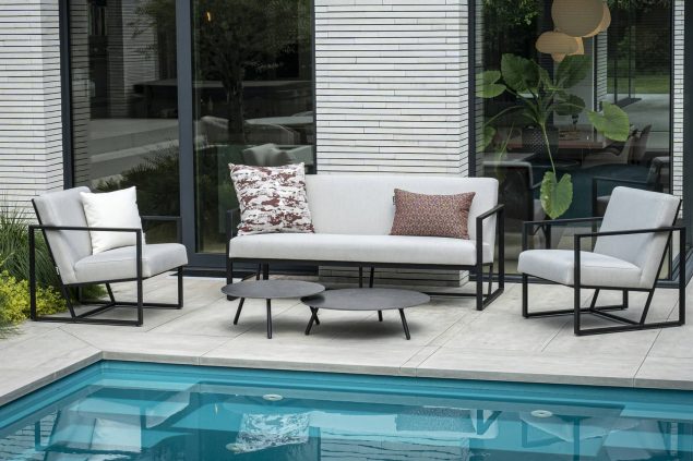 Flow. Lush stoel-sofa set graumel chalk