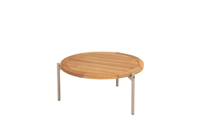 4 Seasons Outdoor Yoga loungetafel latte met rond teak blad Ø 73 cm (H35)