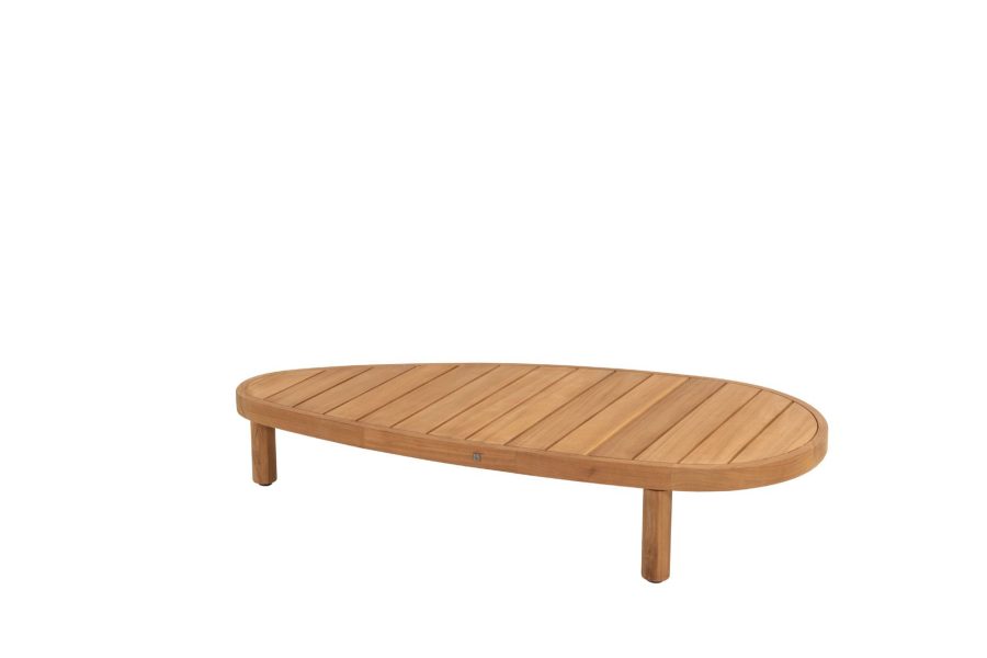 4 Seasons Outdoor Finn teak loungetafel met kiezelvormig blad 125 x 63 cm