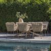 4 Seasons Outdoor Fabrice dining set latte met Prado Barrel tafel met keramisch blad 240 x 110 cm