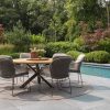 4 Seasons Outdoor Moretti dining set terre met Prado tafel terre met teak blad Ø 160 cm