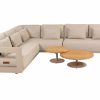 4 Seasons Outdoor Metropolitan hoek loungebank latte met Volta tafels - Lange zijde LINKS