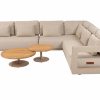 4 Seasons Outdoor Metropolitan hoek loungebank latte met Volta tafels - Lange zijde RECHTS