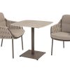 Monterai dining set met Vermont RVS tafel terre met keramisch blad 75 x 75 cm