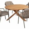 Taste by 4 Seasons Manitoba dining set olijfgroen met teak Prado tafel diameter blad Ø 130 cm