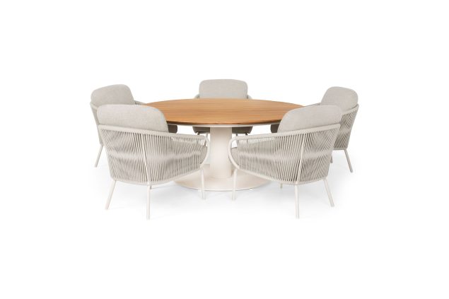 Suns Dolce low dining set camel sand met Grado tafel Ø 170 cm