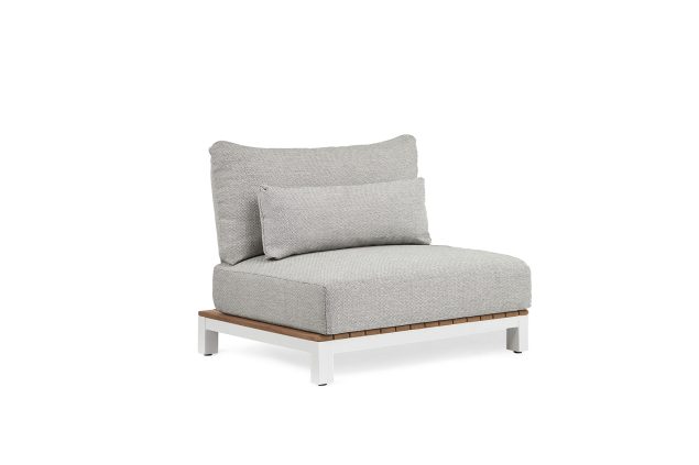 Suns Evora eenzitter wit frame/teak met soft grey kussenbekleding