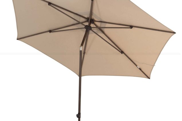 4 Seasons Outdoor Azzurro parasol met Wengé frame en Beach doek Ø 300 cm