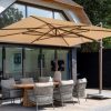 4 Seasons Outdoor Finca parasol met Wengé frame en Beach doek 400 x 300 cm