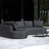 Flow Cava loungebank Sooty met Vaya loungetafels Ø 65 cm en Ø 80 cm