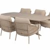 4 Seasons Outdoor Sardinia low dining set latte met Nevada tafel met keramisch blad in barrelvorm 250 x 105 cm