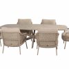 4 Seasons Outdoor Sardinia low dining set latte met Nevada tafel met keramisch blad in barrelvorm 250 x 105 cm