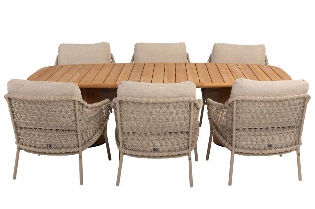 4 Seasons Outdoor Sardinia low tuinset latte met Capri low barrel tafel