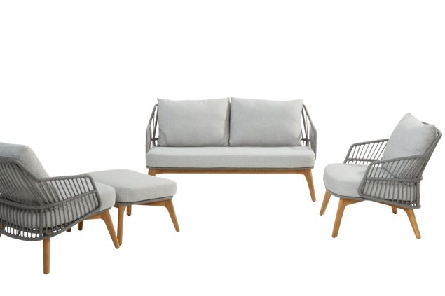 4 Seasons Outdoor Ancora loungeset teak Silver grey