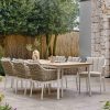 Apple Bee Milou dining set Oyster met Milou tafel met teak blad 240 x 100 cm