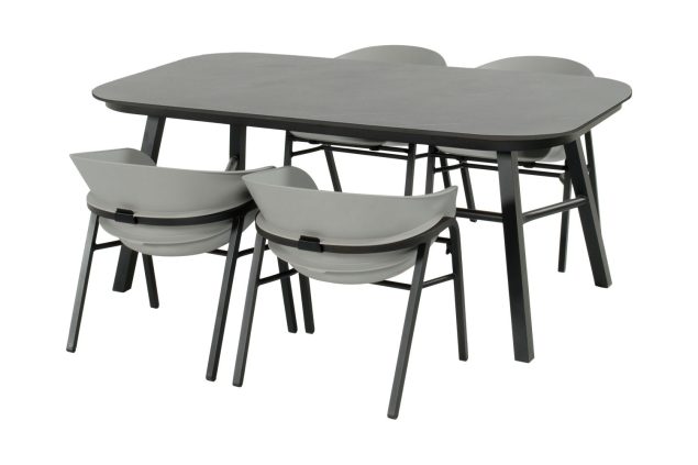 Hartman Tubb dining tuinset Concrete grey met Tubb tafel met keramisch blad 185 x 100 cm