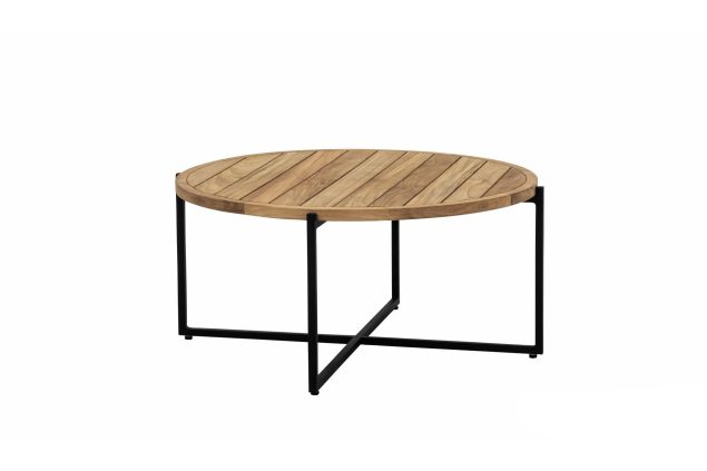 Apple Bee Condor loungetafel Black met rond teak blad Ø 94 cm