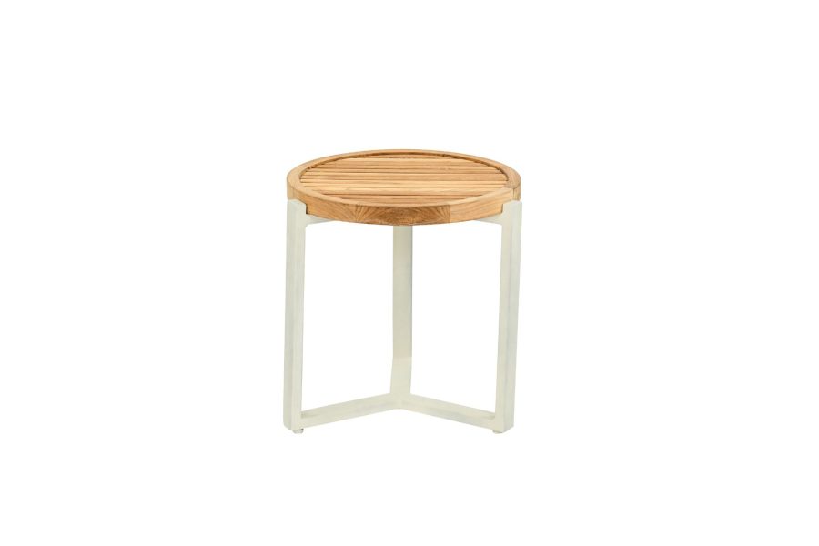 Apple Bee Monaco loungetafel Oyster met rond teak blad Ø 45 cm