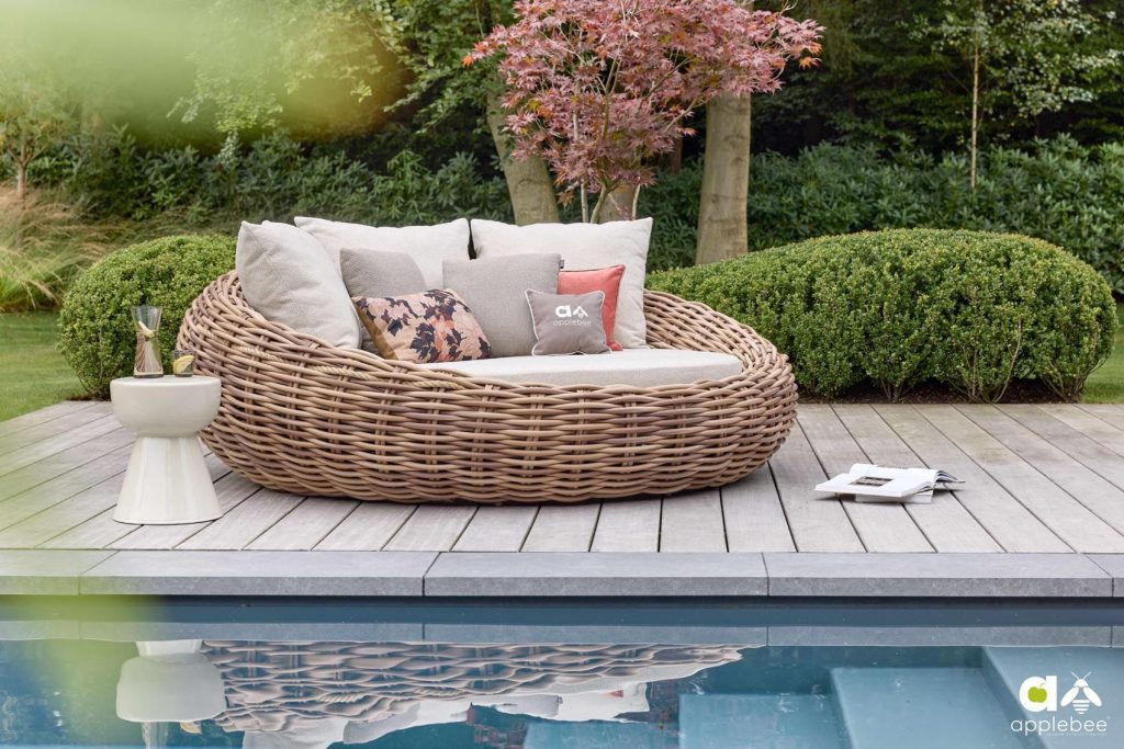AppleBee 2025 Cocoon Daybed Boucle Amb LR 3 2 Runde Liegebetten: Der neueste Trend für ultimativen und stilvollen Komfort Apple Bee Cocoon loungebed Bouclé