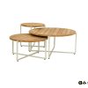 Apple Bee set van 3 Condor loungetafels oyster met rond teak bladen Ø 94, Ø 74 en Ø 54 cm