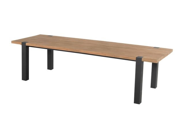 Hartman Esmee tuintafel zwart met teak blad 280 x 100 cm